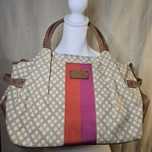 Stylish Tan and Pink Designer Tote Bag